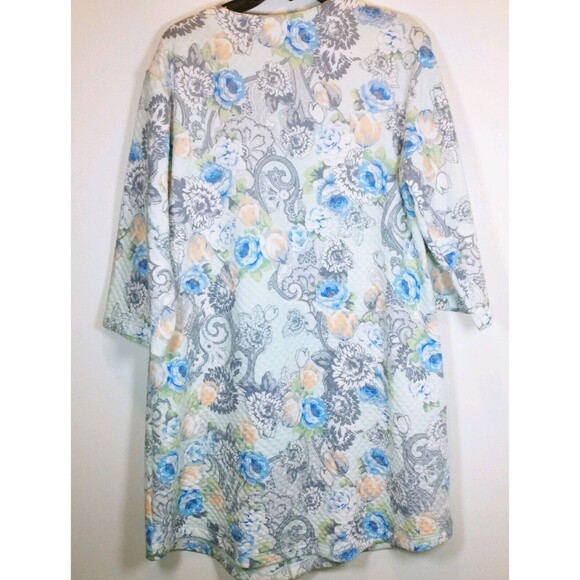MISS ELAINE FRONT ZIP FRENCH KNIT Summer ROBE modest Floral flowers Sz small EUC - Picture 3 of 3